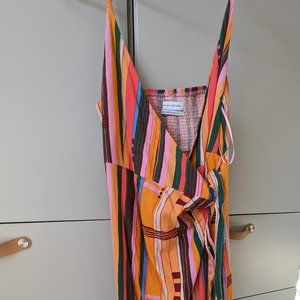 Summer striped wrapped dress